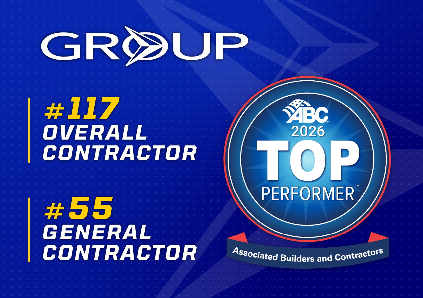 GROUP Recognized as an ABC Top Performer for 2026 | GROUP Contractors